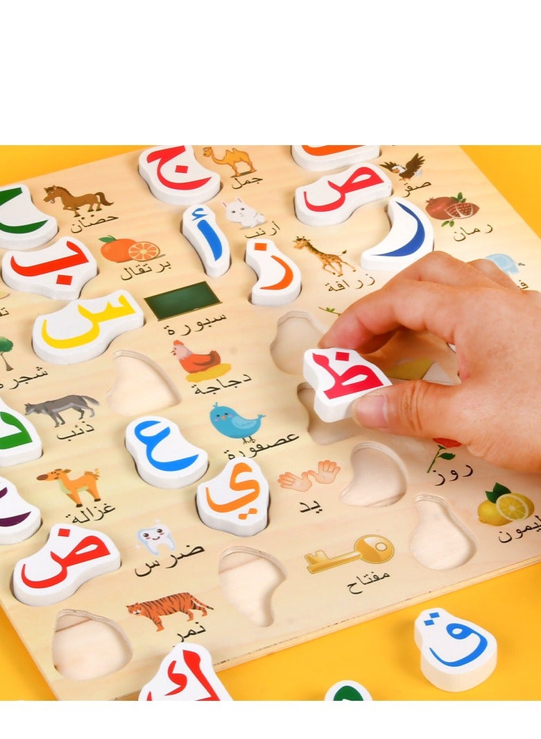 Arabic Alphabet Puzzle Toys Wooden Colorful Language Learn Toy 3D Puzzle Kids Early Educational Montessori Matching Letter Toy - Image 4