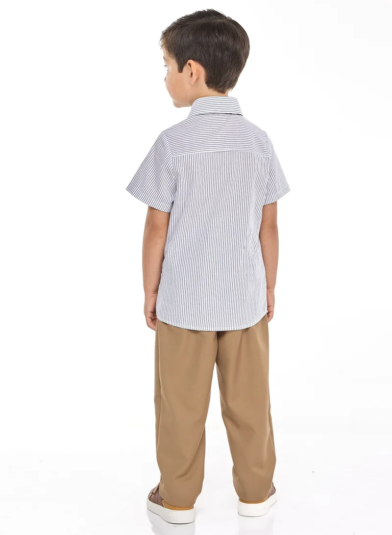 victor and jane Tan Waistcoat And Pant Set With Shirt And Bow Tie