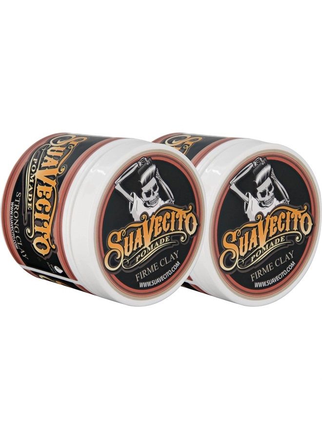 SUAVECITO Pomade Firme Clay 4 oz, 2 Pack - Strong Hold Hair Clay For Men - Low Shine Matte Hair Clay Pomade For Natural Texture Hairstyles