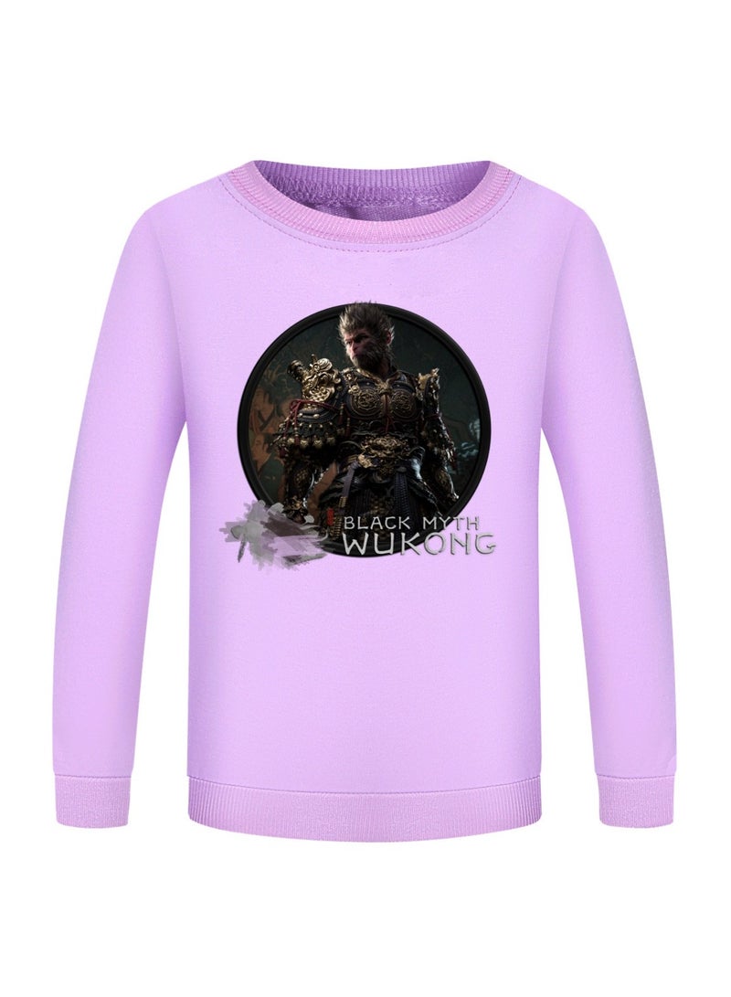 MQD Black Mythical Loose Round Neck Hoodie 
