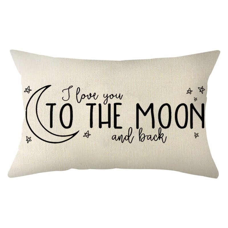 Ogiselestyle I Love You to The Moon and Back Lumbar Throw Pillow Cover 12 x 20 Inch Farmhouse Cushion Case Decoration for Sofa Couch