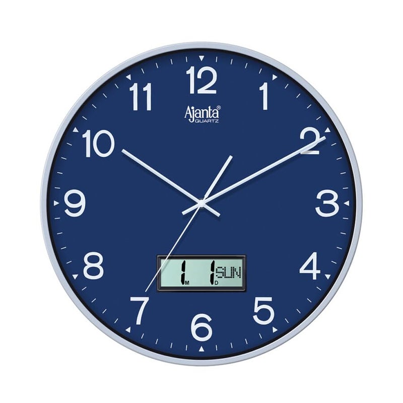 Ajanta Home Décor Wall Clock 9167 – Blue | Silent Sweep Quartz Movement | Stylish Designer Frame | 1‑Year Warranty - Image 1