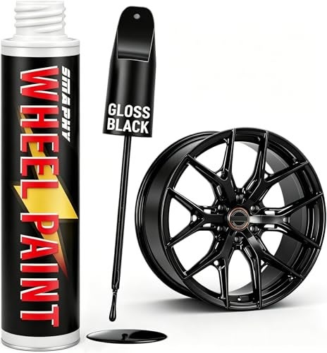 Smaphy Gloss Black Rim Touch Up Paint Rim Paint for Curb Rash Scratch Car Wheel Scratch Repair Kit for Alloy Enamel Metal Universal Black Automotive Touch Up Paint Pen 1 fl oz - Image 1