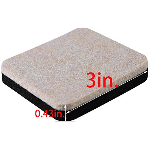 Liyic 20 Pack 3in.Square Felt Sliders for Hard Surfaces - Heavy Duty Furniture Moving Sliders - Image 2