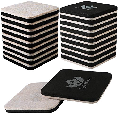 Liyic 20 Pack 3in.Square Felt Sliders for Hard Surfaces - Heavy Duty Furniture Moving Sliders - Image 1