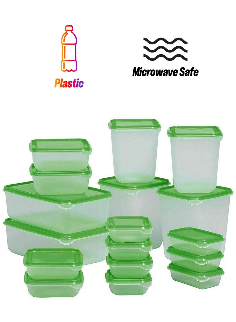 بلومنغ تايم حاويات طعام بلاستيكية متينة لتخزين الطعام مكونة من 17 قطعة، صندوق غداء للكبار خالي من مادة BPA، مناسب لغسالة الأطباق والفريزر والميكروويف - Image 1