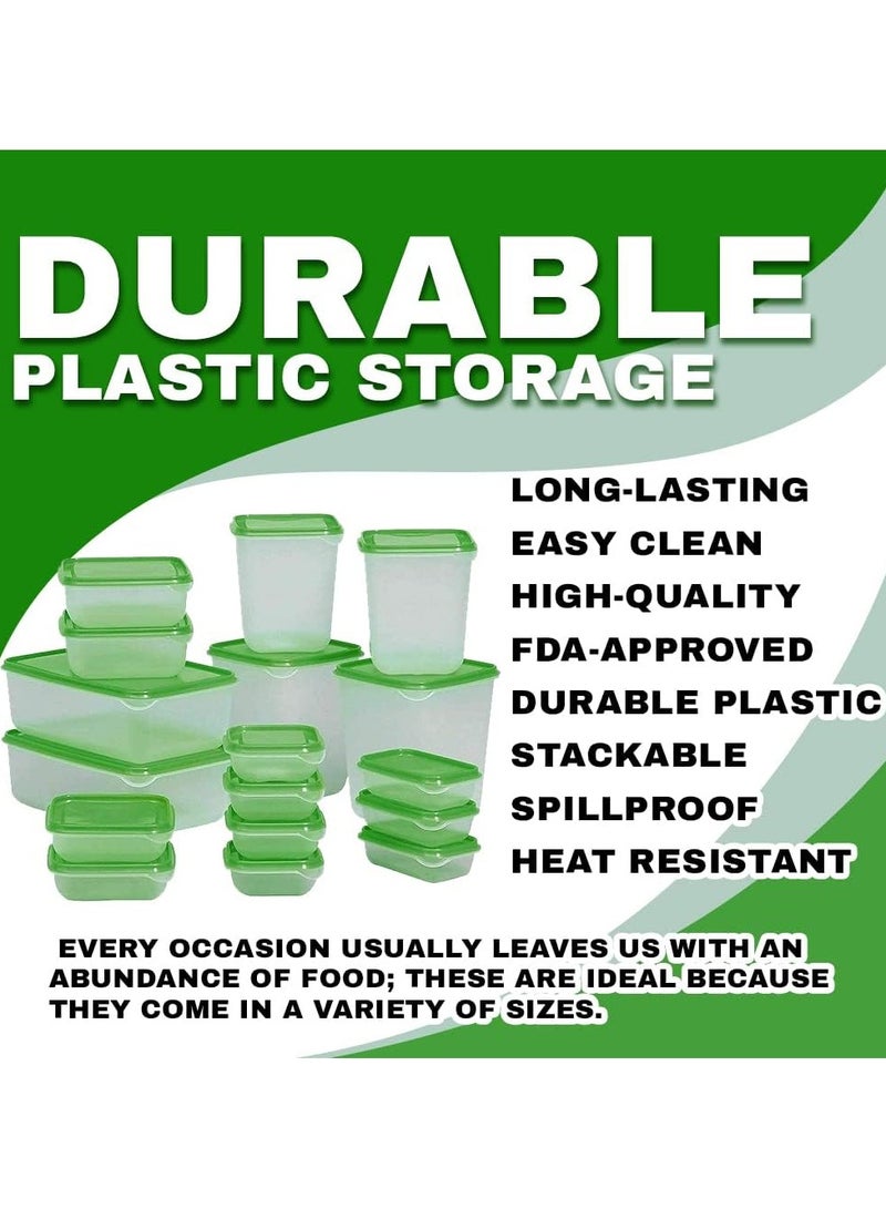 بلومنغ تايم حاويات طعام بلاستيكية متينة لتخزين الطعام مكونة من 17 قطعة، صندوق غداء للكبار خالي من مادة BPA، مناسب لغسالة الأطباق والفريزر والميكروويف - Image 4