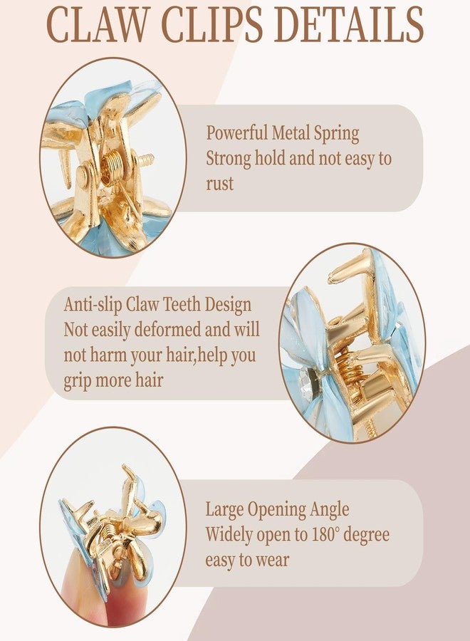 QIUTIMIY Small Flower Hair Clips for Women 16PCS Colourful Mini Crystal Flower Claw Clips for Thin/Thick Curly Hair Non Slip Bangs Pins(16PCS-Style 6) - Image 3