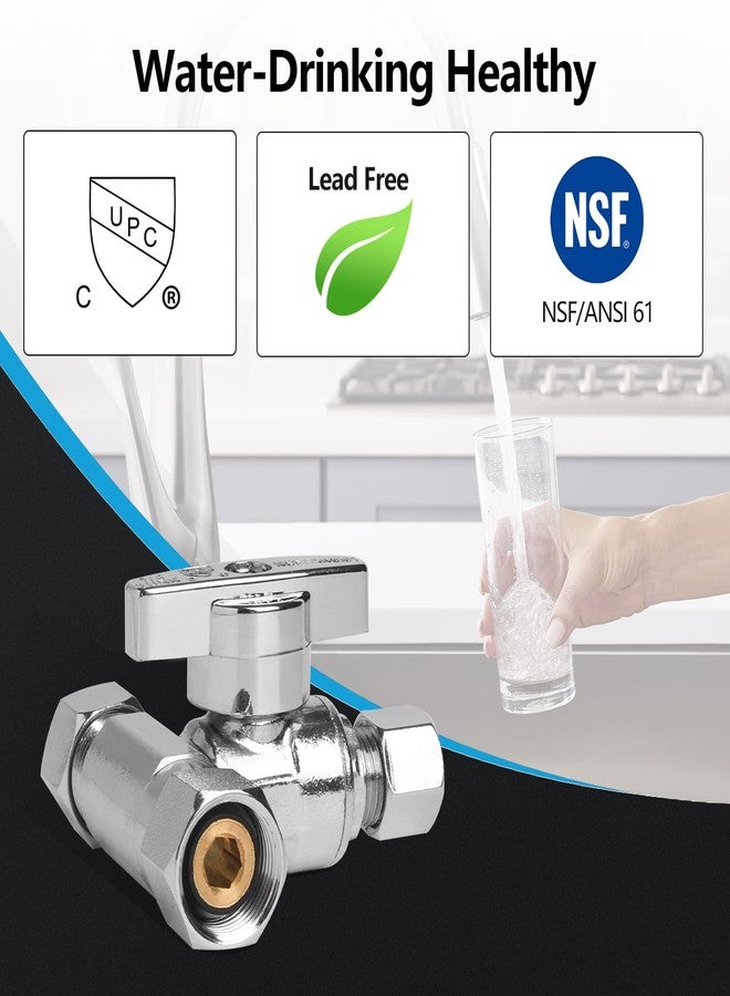 WiseWater 3/8 Female Comp x 3/8 OD x 3/8 OD Tee Stop Valves 1/4 Turn Chrome Plated Brass Water Shut Off Valve 3-Way Compression Fit for Refrigerator, Ice Maker, Coffee Brewers, Water Filters (2 Pack) - Image 3