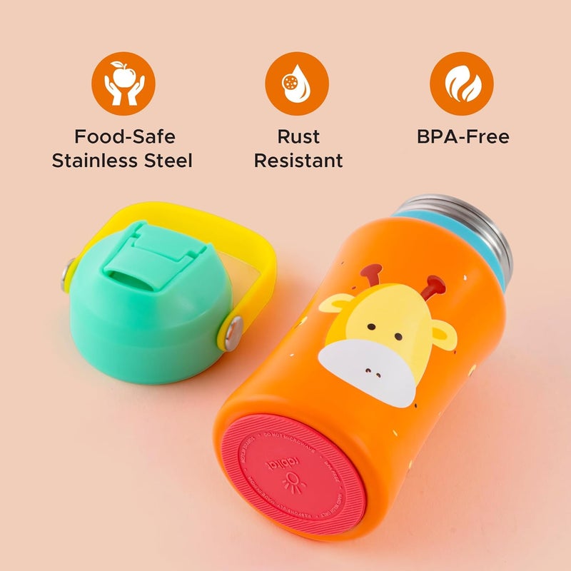 Rabitat Steel Play 3.0 Personalized Stainless Steel Water Bottle- 2 Year Brand Warranty 350 ml Little Boss | BPA-Free | Leak-Proof | Flip-lock Sipper | Easy-Carry Handle | School Bottle - Image 3