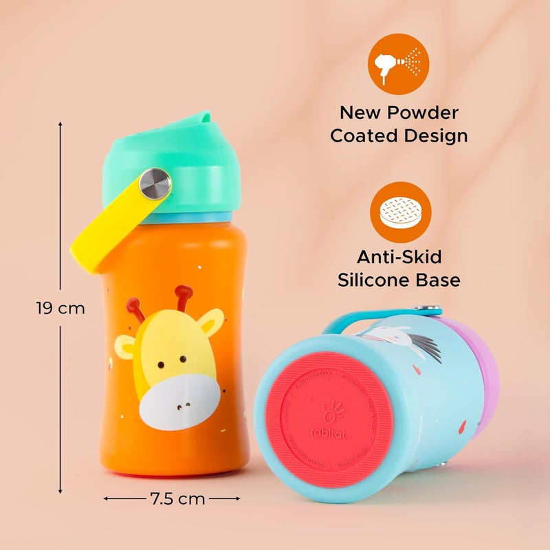 Rabitat Steel Play 3.0 Personalized Stainless Steel Water Bottle- 2 Year Brand Warranty 350 ml Little Boss | BPA-Free | Leak-Proof | Flip-lock Sipper | Easy-Carry Handle | School Bottle - Image 4