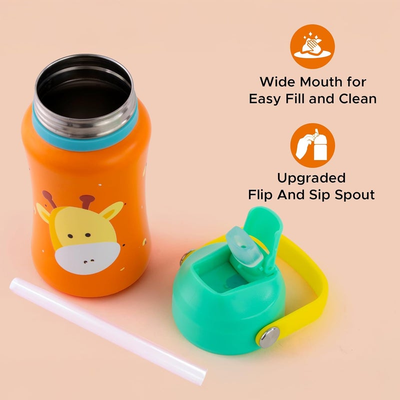 Rabitat Steel Play 3.0 Personalized Stainless Steel Water Bottle- 2 Year Brand Warranty 350 ml Little Boss | BPA-Free | Leak-Proof | Flip-lock Sipper | Easy-Carry Handle | School Bottle - Image 2