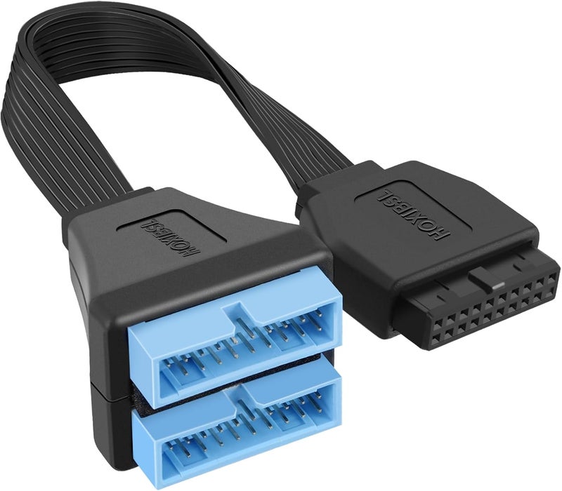 كابل تمديد مقسم رأس USB 3.0، مقسم داخلي للوحة الأم USB 3.0، كابل من نوع Y من 19/20 دبوس إلى 2 - منتجات DIY بطول 5.8 بوصة - Image 1