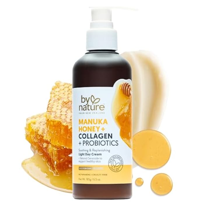 By Nature Manuka Honey + Collagen + Probiotics Day Cream - Nourishing Formula to Soothen your Skin - Skincare from New Zealand - 6.5 oz - Image 1