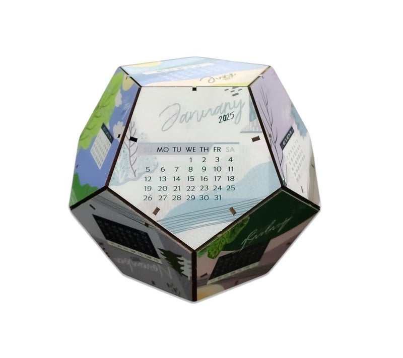 Fiddlys DIY Wooden 3D Pentagonal Shape 2025 Calendar for Desk/Home Decor/Office Decor/Gift Item/Decorative New Year Calendar/Corporate Gift for Friends, Gifts for Coworkers, Dad, Employees - Image 5