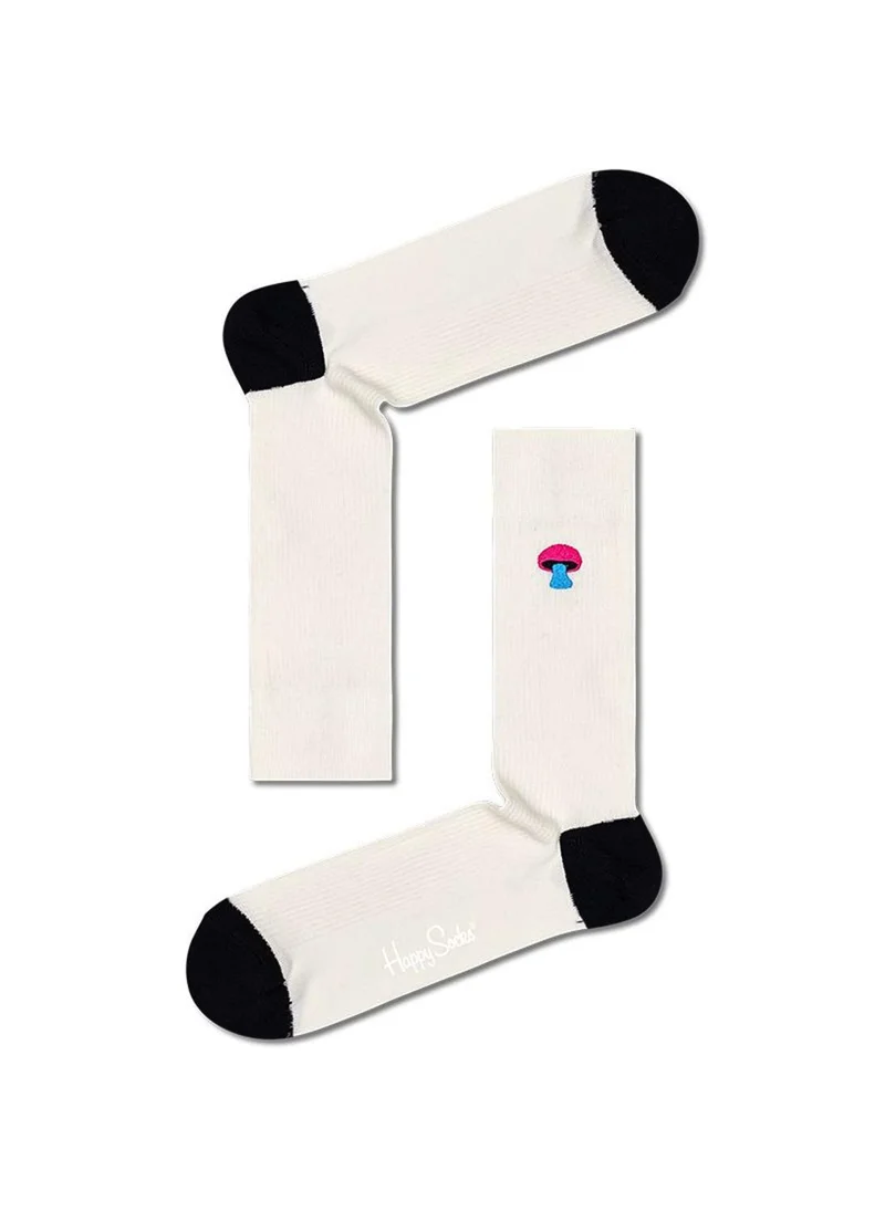 Happy Socks RIBBED EMBROIDERY MUSHROOM SOCK