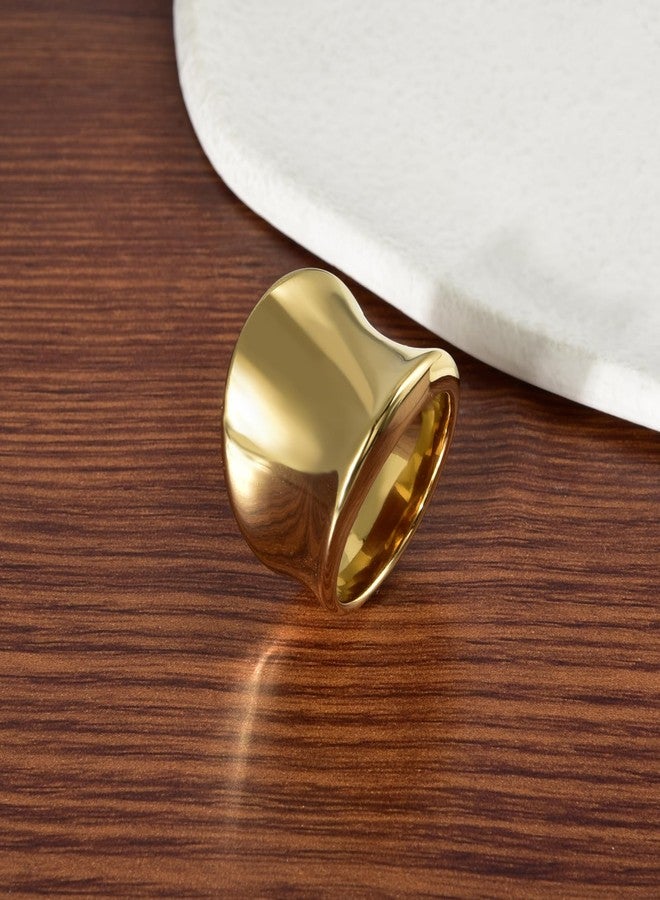 CANDYFANCY Chunky Gold Rings For Women Wide Statement Band Rings Fashion Minimalist Thick Thumb Index Finger Ring Size 6 - Image 4