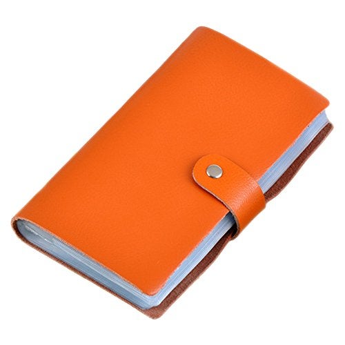 boshiho Leather Credit Card Holder Business Card Case Book Style 90 Count Name ID Card Holder Book (Orange) - Image 1