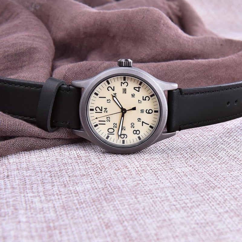 Ritche Christmas Gift 18mm Quick Release Classic Vintage Leather Watch Band Black Genuine Leather Watch Strap with Black Buckle for Men, White Elephant Gifts, Stocking Stuffers for Men - Image 2