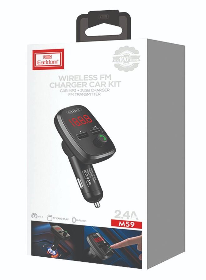 EARLDOM - m59 - Bluetooth Car Kit Wireless Hands-Free FM Transmitter , MP3 Player With Dual 2.4 A USB Charging , Support USB-SD-in And  BT Radio Receiver  , USB Charger , Calling , Multifunction Mp3 - Image 4