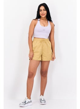 adidas Originals Women Sportswear Fit Embroidered Logo Outdoor Short, Tan  - Image 4