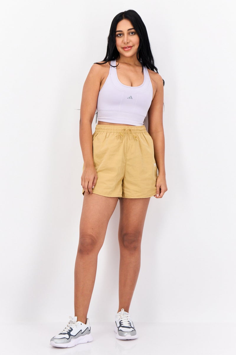 adidas Originals Women Sportswear Fit Embroidered Logo Outdoor Shorts, Tan  - Image 4