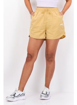 adidas Originals Women Sportswear Fit Embroidered Logo Outdoor Short, Tan  - Image 1
