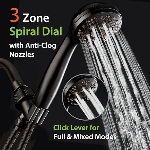 AquaDance High Pressure 6-Setting Oil Rubbed Bronze Handheld Shower Head with Stainless Steel Hose. Officially Independently Tested to Meet Strict US Quality & Performance Standards! - Image 5