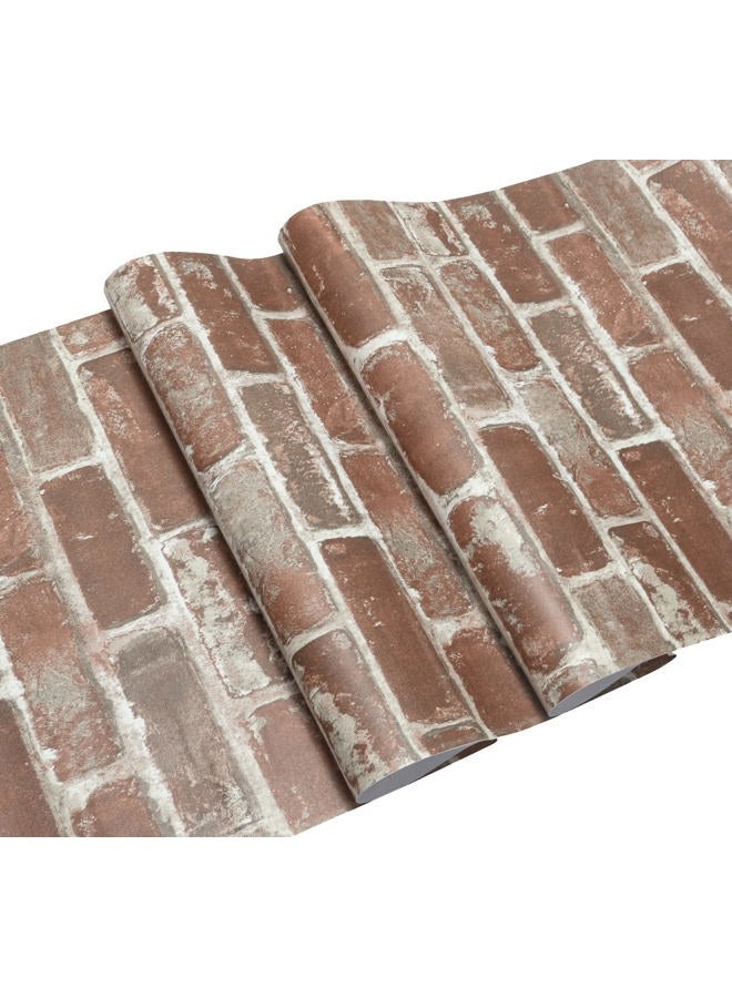 Hopeak Red Brick Wallpaper, Self-Adhesive Peel and Stick Wallpaper Waterproof and Removable Good for Home Decoration and Furniture Renovation (17.5 x 394 Inch) - Image 3