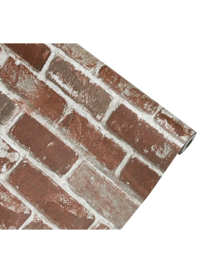 Hopeak Red Brick Wallpaper, Self-Adhesive Peel and Stick Wallpaper Waterproof and Removable Good for Home Decoration and Furniture Renovation (17.5 x 394 Inch) - Image 2