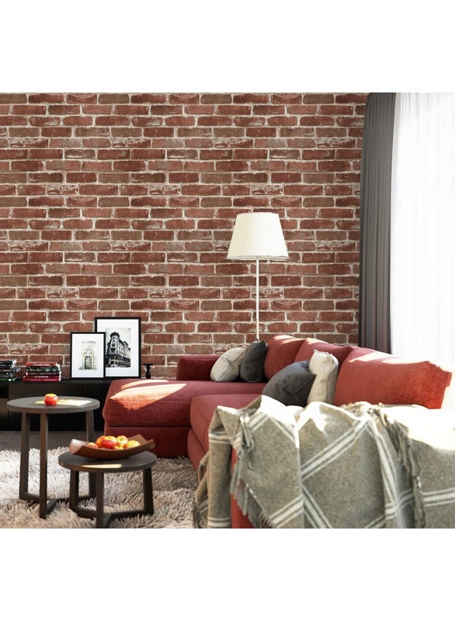 Hopeak Red Brick Wallpaper, Self-Adhesive Peel and Stick Wallpaper Waterproof and Removable Good for Home Decoration and Furniture Renovation (17.5 x 394 Inch) - Image 5