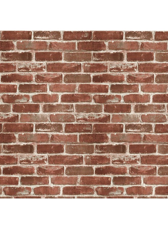 Hopeak Red Brick Wallpaper, Self-Adhesive Peel and Stick Wallpaper Waterproof and Removable Good for Home Decoration and Furniture Renovation (17.5 x 394 Inch) - Image 1