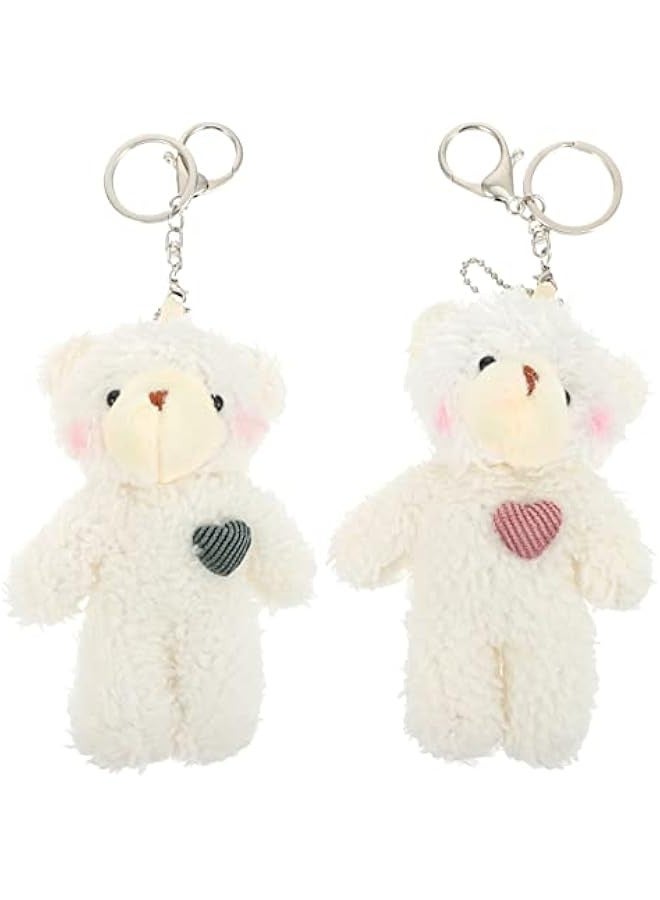 2pcs Plush Bear Keychain Teddy Bear Keychain Aniaml Key Ring Hanging Ornament Plush Stuffed Animal Car Key Holder for Girls Women  - Image 1
