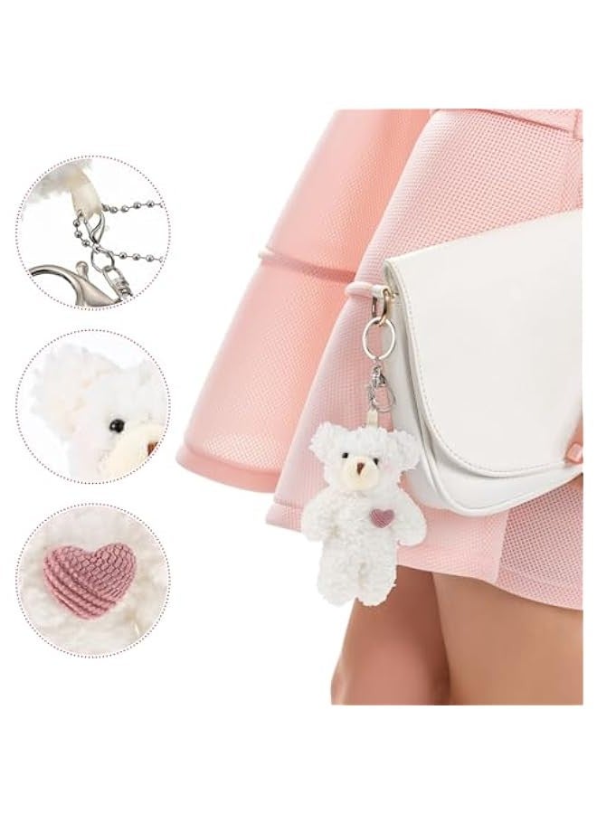 2pcs Plush Bear Keychain Teddy Bear Keychain Aniaml Key Ring Hanging Ornament Plush Stuffed Animal Car Key Holder for Girls Women  - Image 3