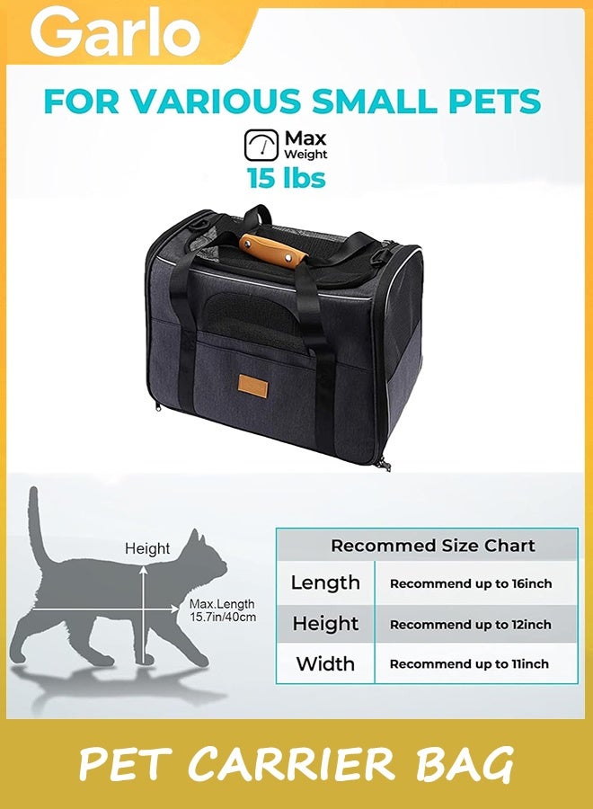 Garlo Pet Carrier Bag, Portable Cat Carrier Bag Top Opening, Removable Mat and Breathable Mesh, Foldable Cat Carrier Transport Bag for Dogs and Cats, with Shoulder Strap - Image 3