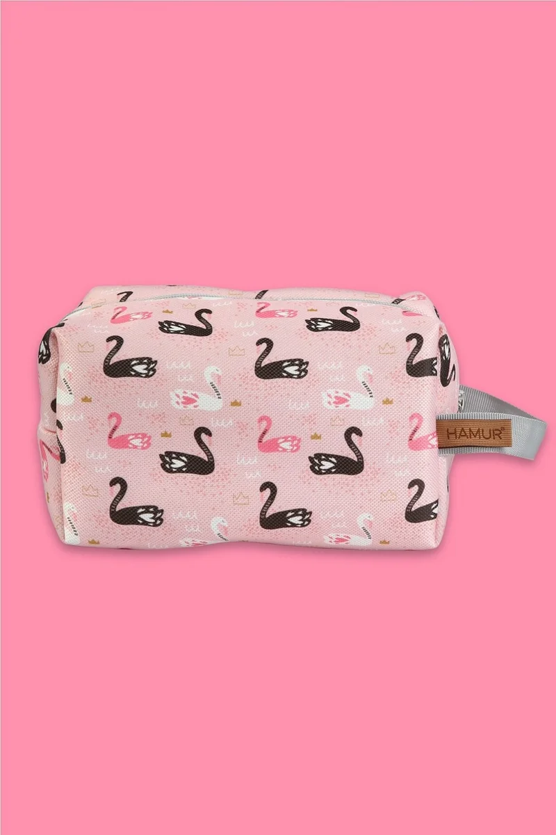 Hamur Zippered Dirty Clean and Wet Dry Baby Laundry Clothes Multi-Purpose Makeup Bag Swan