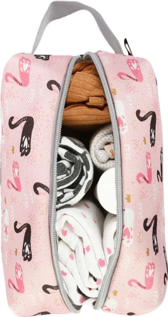 Hamur Zippered Dirty Clean and Wet Dry Baby Laundry Clothes Multi-Purpose Makeup Bag Swan
