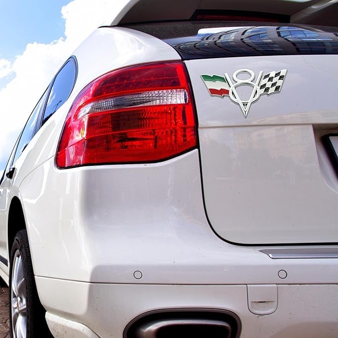 OAN 3D Metal V8 Engine Displacement Logo Racing Decoration Luggage Trunk Tailgate Bumper Badge Sticker Decoration Accessories (V8 Itlay) - Image 4