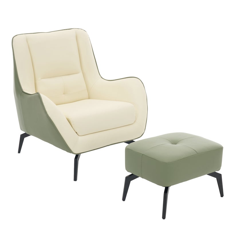 Sharpdo Single Sofa Chair With Footrest, Modern Minimalist Italian Style Lounge Chair, Suitable for Living Room and Balcony - Image 1