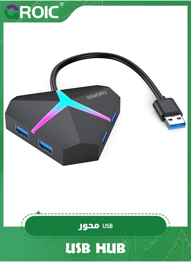 GROIC USB Hub 3.0, 4 Port USB 3.0 Hub Powered Splitter Expander, Multi Extra USB Port Extender Adapter Charging & High Speed Data Transfer for Laptop PC MacBook Mac Pro Mouse Keyborad HDD  - Image 1