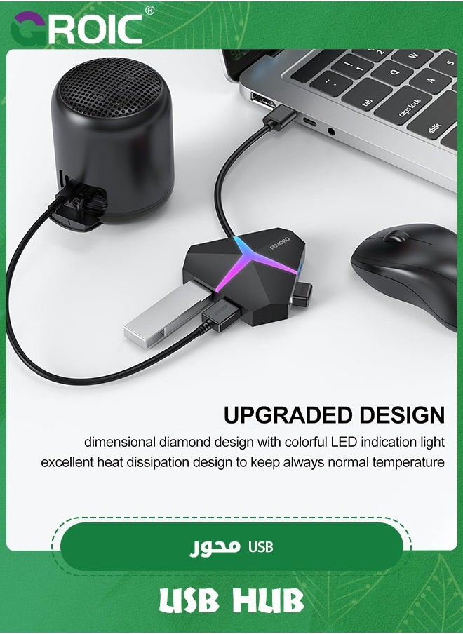 GROIC USB Hub 3.0, 4 Port USB 3.0 Hub Powered Splitter Expander, Multi Extra USB Port Extender Adapter Charging & High Speed Data Transfer for Laptop PC MacBook Mac Pro Mouse Keyborad HDD  - Image 5