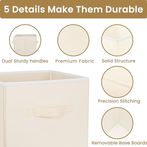 Criusia Storage Cubes, 11 Inch Clothes Storage Bins with Dual Handles (10 Pack), Fabric Collapsible Storage Bins for Shelves Closet, Cubby Organizer Bins for Clothing Toys Blanket Yarns (Beige) - Image 4