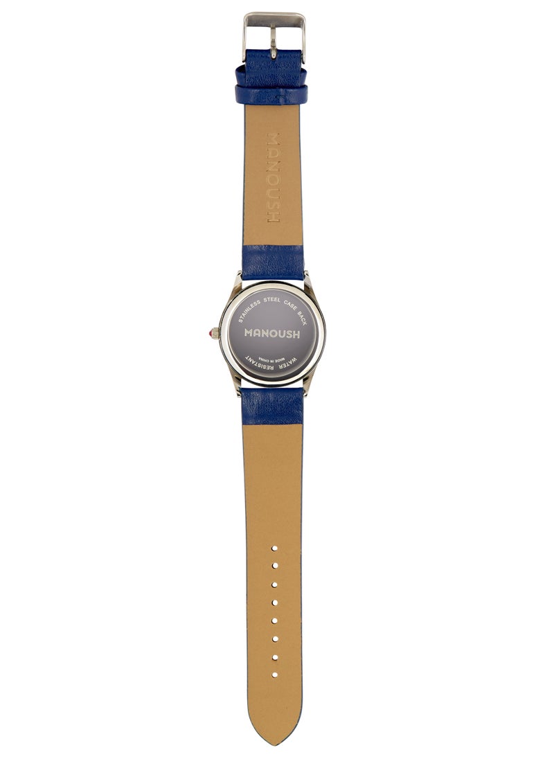 Manoush Manoush Patch Collection  - Unisex Analogue Classic Quartz Blue PU Leather Wrist Watch - MSHPA01  - Image 2