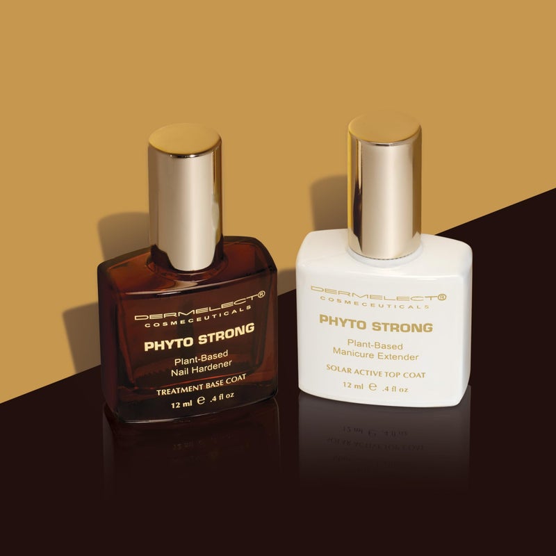 Dermelect Cosmeceuticals Phyto Strong Natural Nail Duo (2 full size pcs) Protein-Peptide Infused Base Coat & Top Coat Set, Strengthening, Hardening, for All Nail Types, Plant-Based, Vegan, Non-Toxic - Image 4
