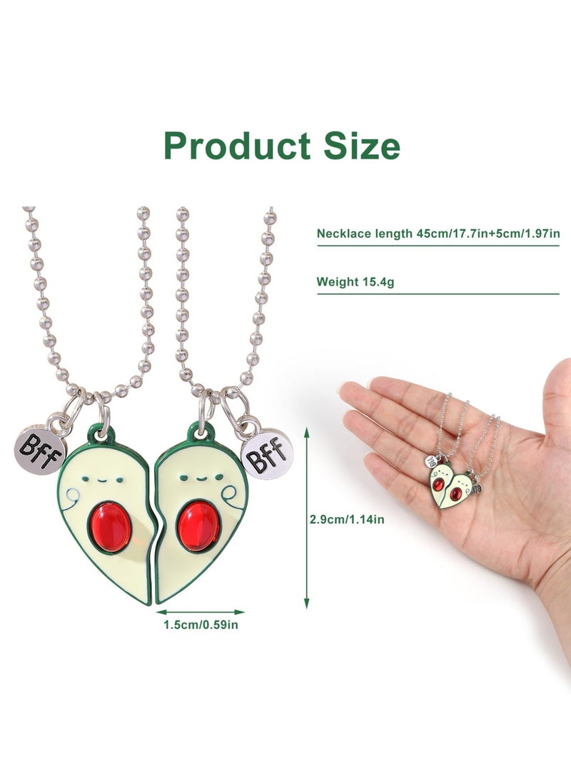 Excefore Avocado Necklace, Friendship Necklace for 2, BFF Necklace Pendant with Avocado Heart,  Magnet Attraction Good friend BFF Double Necklace, Cartoon necklace for kids - Image 3