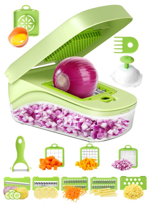 Vegetable Chopper 17 in 1 Slicer Multi-Function Adjustable Kitchen Vegetable Slicer Dicer - Green