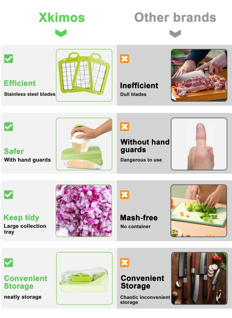 Vegetable Chopper 17 in 1 Slicer Multi-Function Adjustable Kitchen Vegetable Slicer Dicer - Green