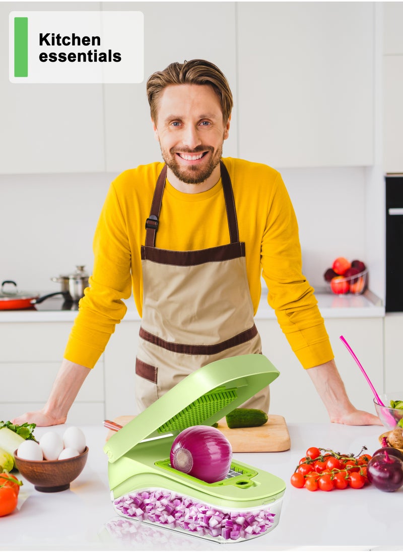 Vegetable Chopper 17 in 1 Slicer Multi-Function Adjustable Kitchen Vegetable Slicer Dicer - Green