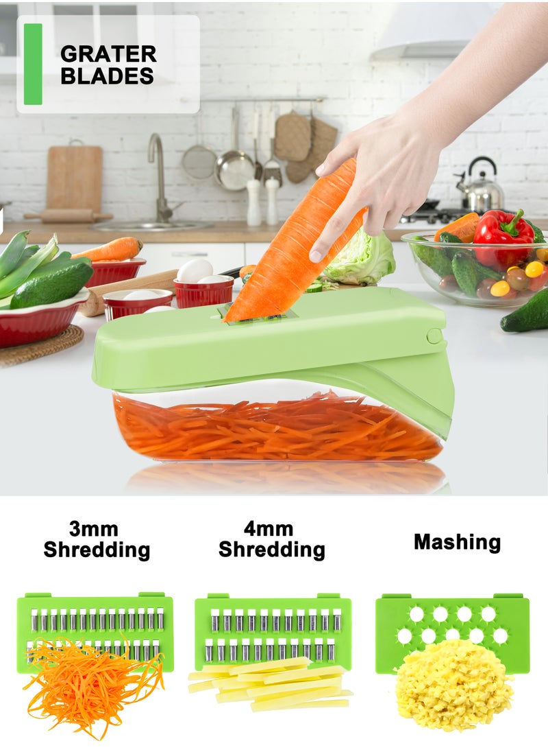 Vegetable Chopper 17 in 1 Slicer Multi-Function Adjustable Kitchen Vegetable Slicer Dicer - Green