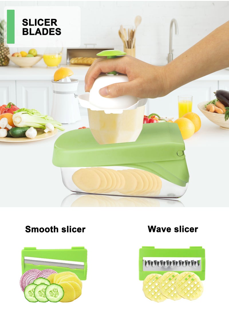Vegetable Chopper 17 in 1 Slicer Multi-Function Adjustable Kitchen Vegetable Slicer Dicer - Green
